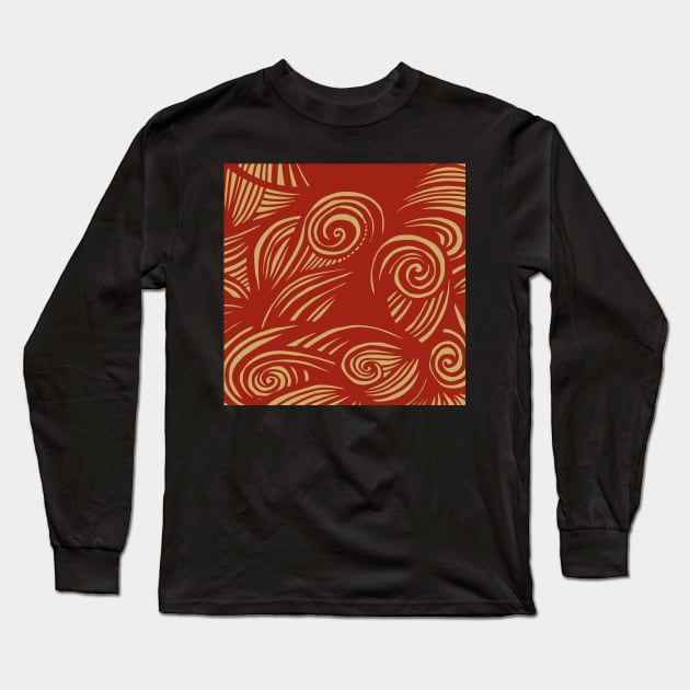 waves (red/gold) Long Sleeve T-Shirt by hdconnelly